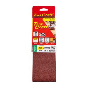 SANDING BELT 75 X 457MM 80GRIT 2/PACK