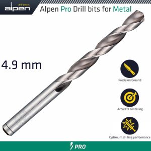 ALPEN PRO 4.9 MM HSS DRILLl DIN 338 RN 135 WITH SPLIT POINT BULK
