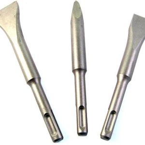 SDS SHORT CHISEL SET PLASTIC TUBE POINT X140MM FLAT 20X140 WIDE 30X140