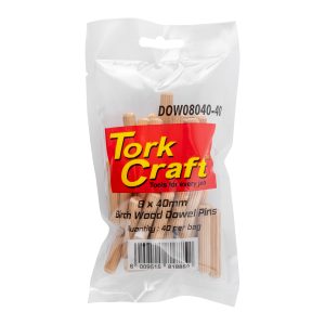 DOWELS 8 X 40MM 40 PER BAG (BIRCH WOOD)