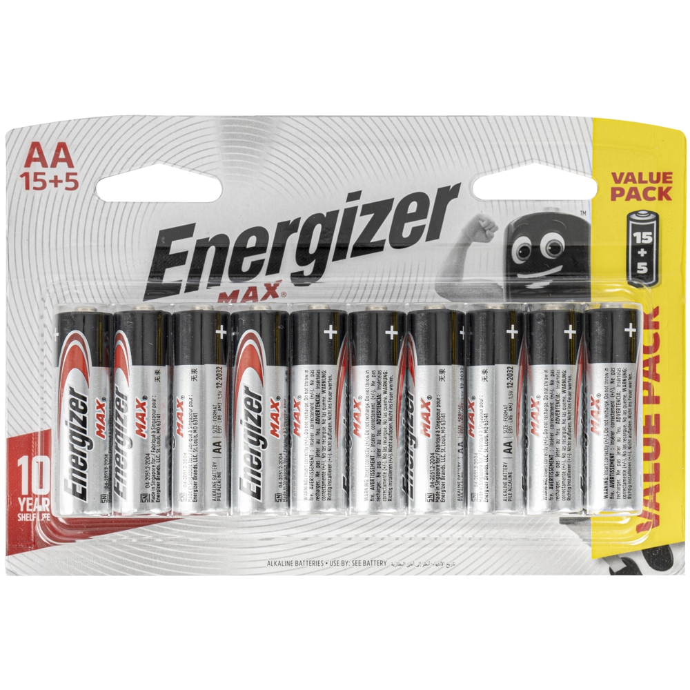 MAX AA BATTERY-15+5 FREE PACK (MOQ10) ENERGIZER