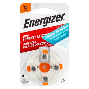 HEARING AID BATTERY 13 ORANGE-4PACK ZINC AIR ENERGIZER