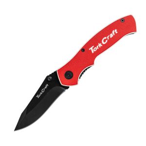 KNIFE FOLDABLE UTILITY RED WITH G10 MATERIAL HANDLE AND BELT CLIP