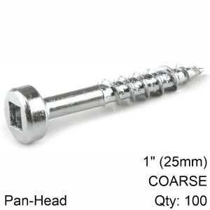 KREG ZINC POCKET HOLE SCREWS 25MM 1.00' #7 COARSE THREAD PAN HEAD 100C