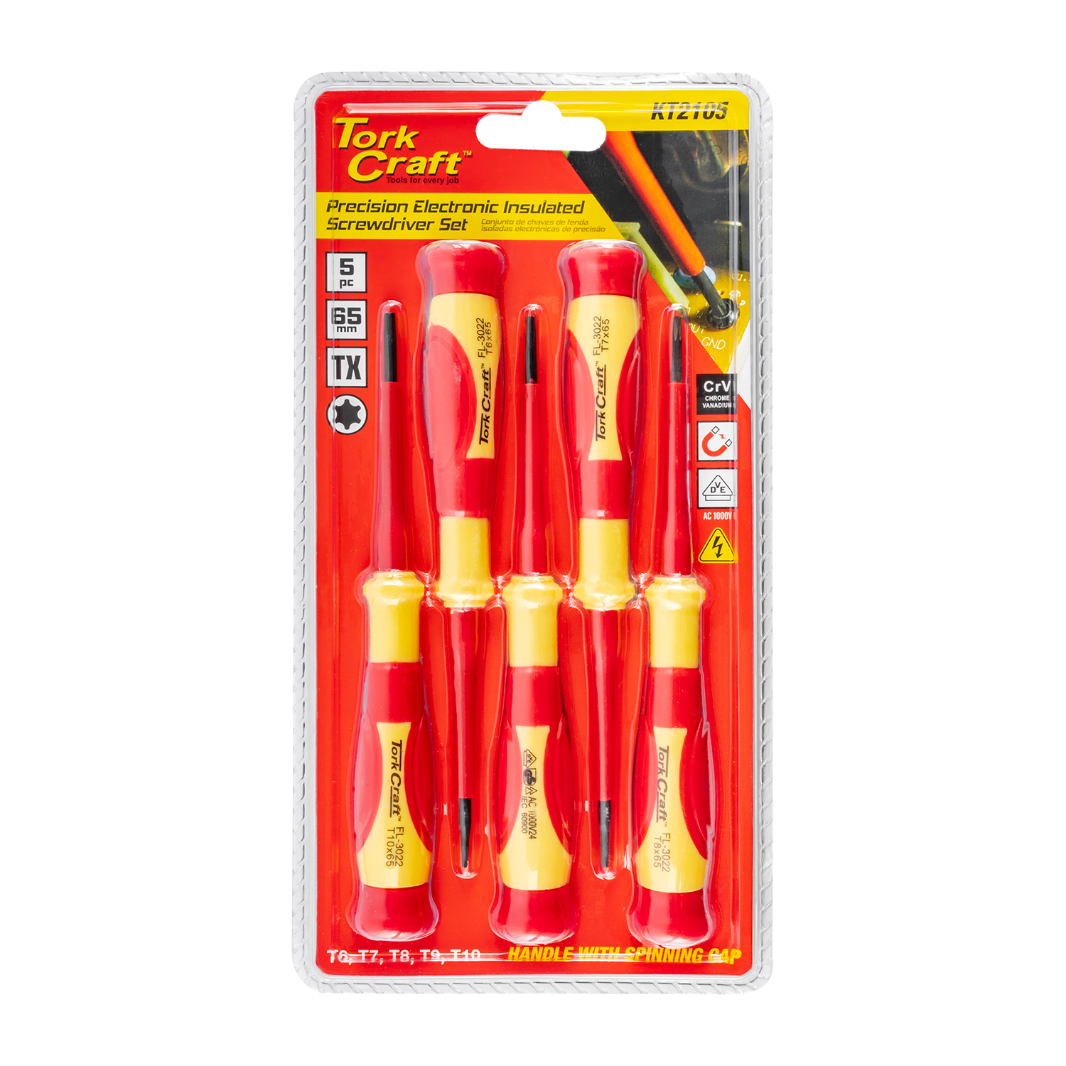 5PC PRECISION ELECTRONIC INSULATED SCREWDRIVER SET