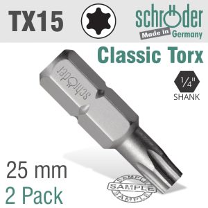 TORX TX15 CLASSIC BIT 25MM 2CD