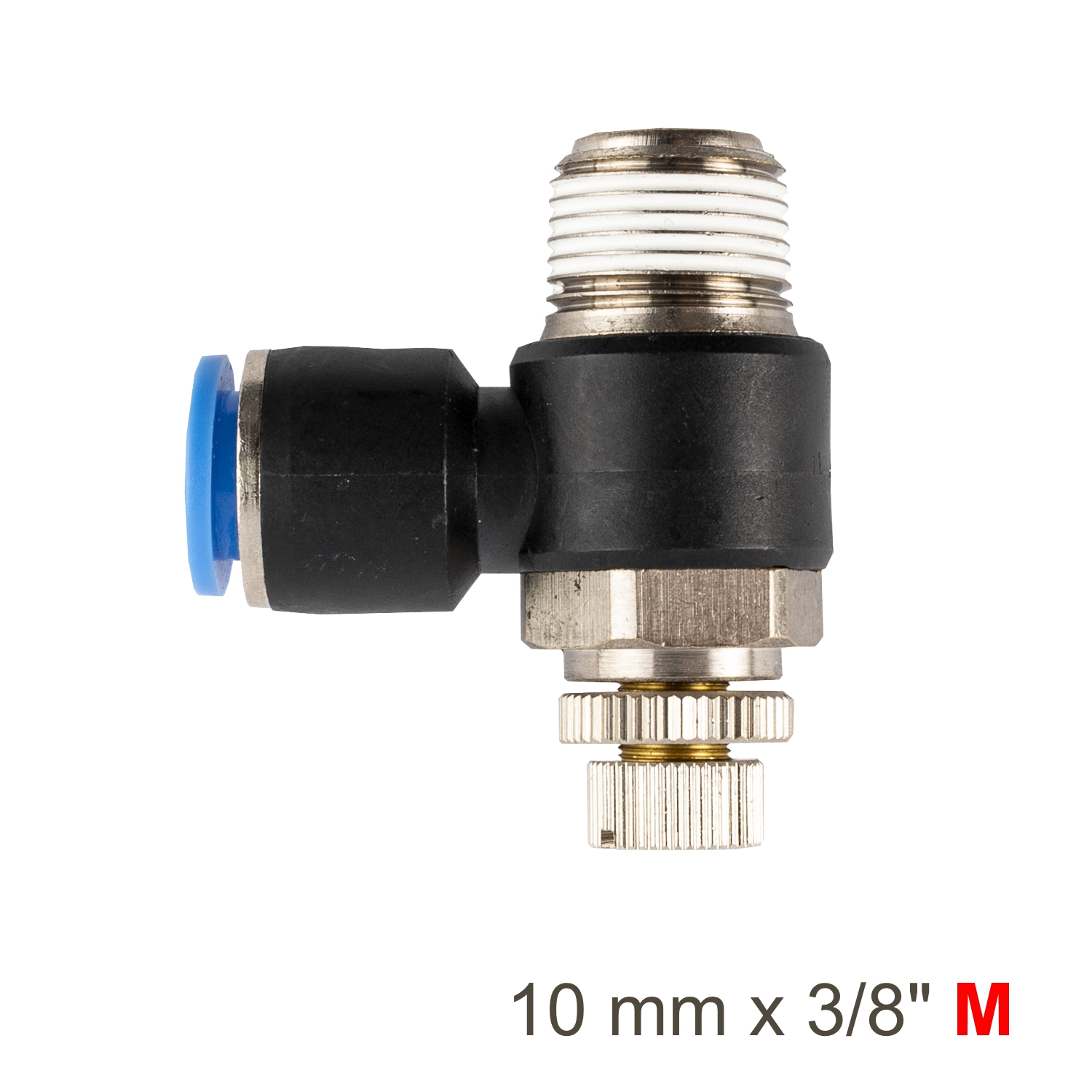 FLOW CONTROL SWIV. ELBOW PU 10MM X 3/8' M