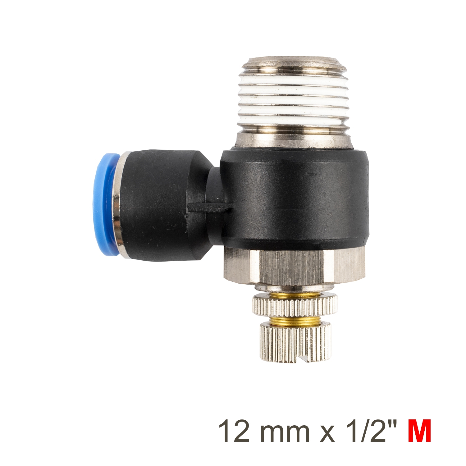 FLOW CONTROL SWIV. ELBOW PU 12MM X 1/2' M