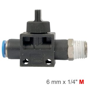 PU HOSE FITTING VALVE 6MM X 1/4'M