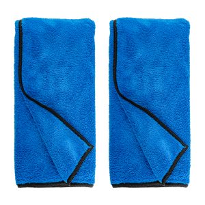 MICROFIBRE CLOTH FLEECE DRY TOWEL BLUE 400MM X 600MM 280GSM 2PC