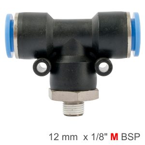 PU HOSE FITTING TEE 12MM-1/8 M