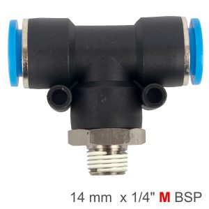 PU HOSE FITTING TEE 14MM-1/4 M