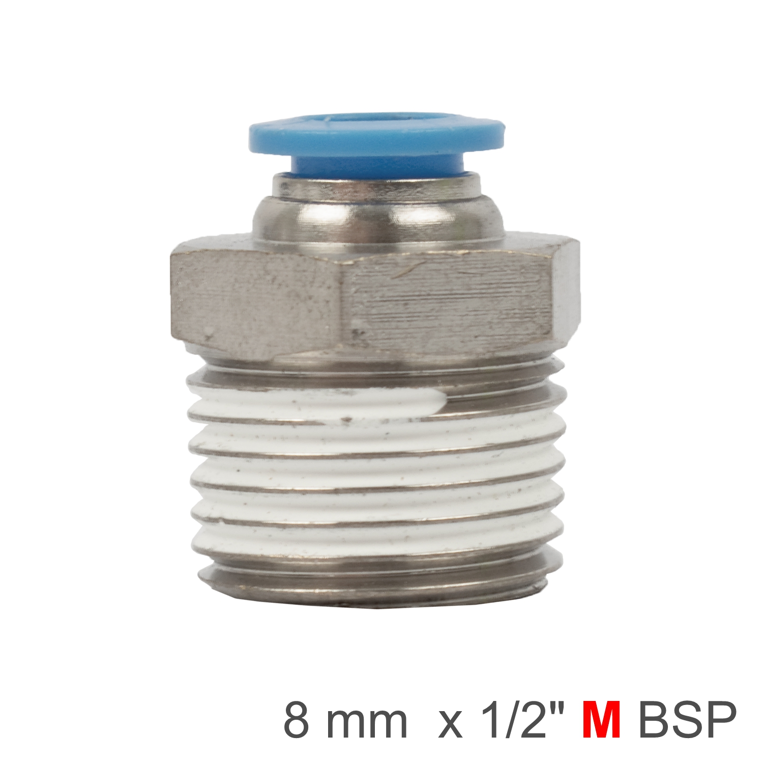 PU HOSE FITTING STRAIGHT STUD 8MM-1/2 M