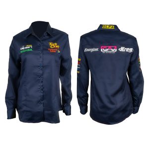 VERMONT LADIES COTTON SHIRT NAVY BLUE LARGE - LONG SLEEVE