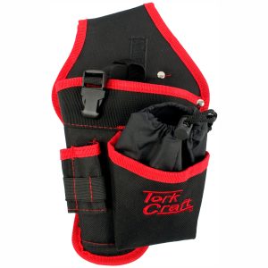 TOOL, DRILL & SCREW POUCH 4 POCKET WITH BELT LOOP NYLON