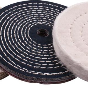 BUFFING WHEEL KIT 3PCS 150MM WHITE & DENIM STICHED & SISAL POLISHING