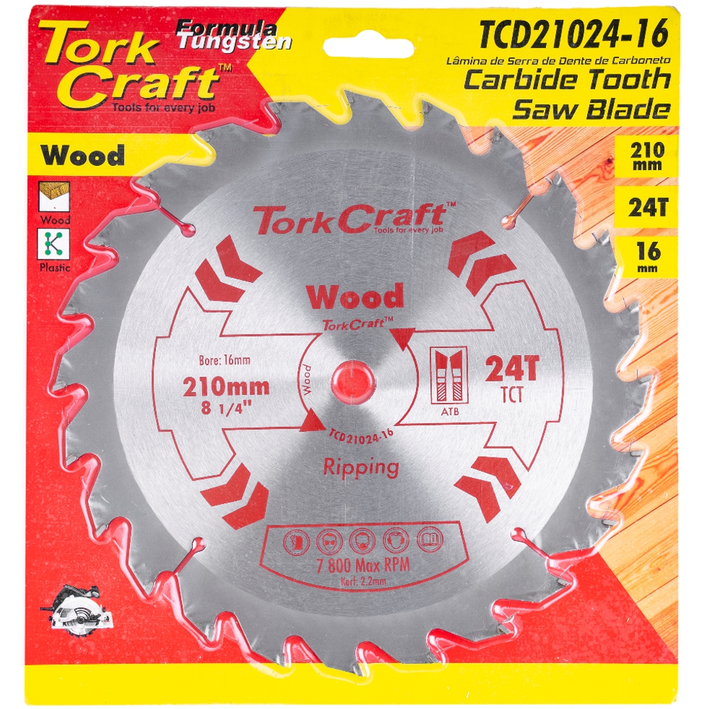 BLADE TCT 210 X 24T 16MM GENERAL PURPOSE RIP
