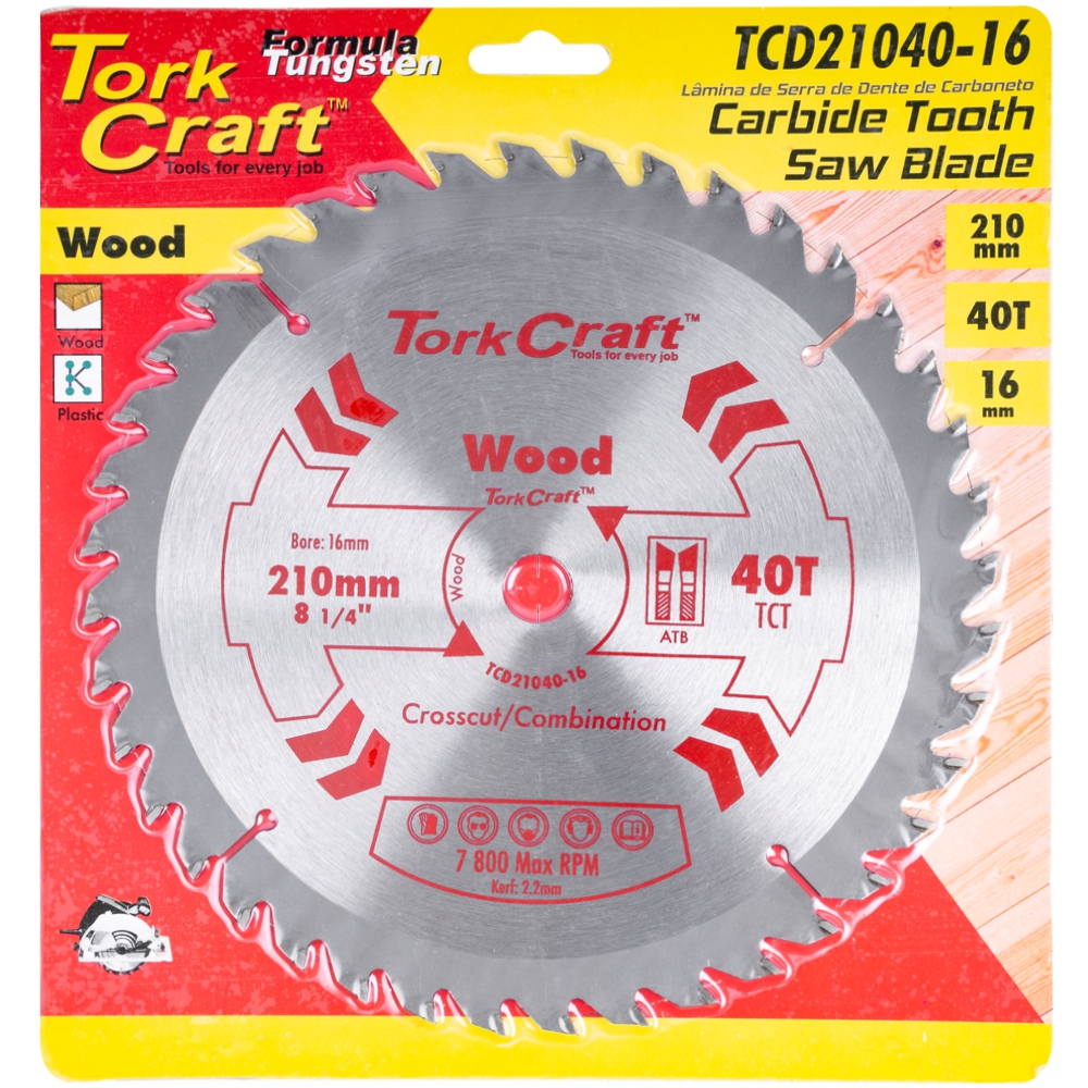 BLADE TCT 210 X 40T 16MM GENERAL PURPOSE COMBINATION