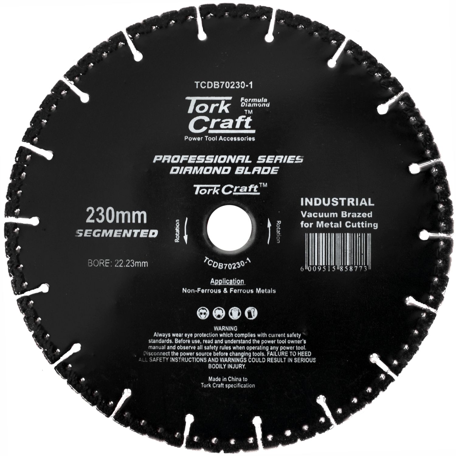 DIAMOND BLADE SEG.230X22.23MM VACUUM BRAZED METAL CUTTING