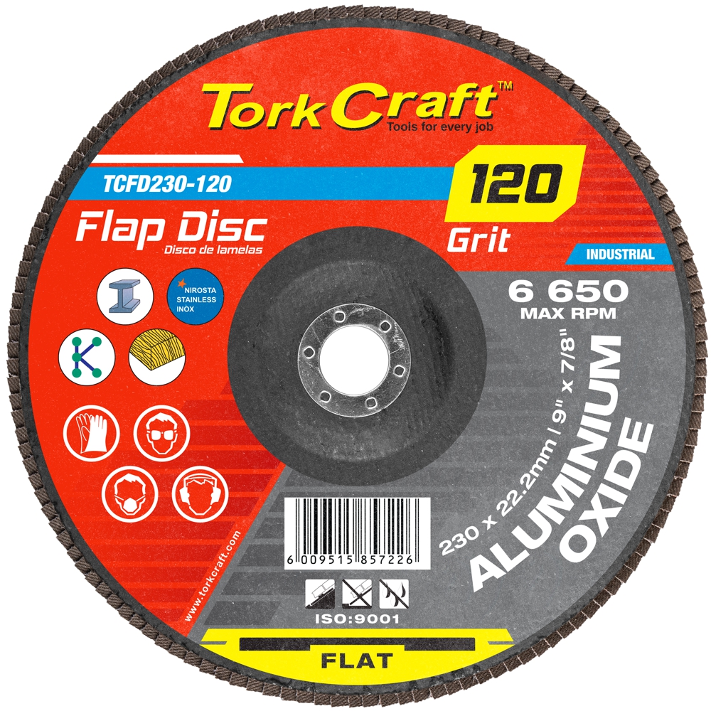 FLAP SANDING DISC 230MM 120GRIT A/O