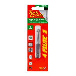 GLASS & TILE DRILL 5MM 4 FLUTE WITH HEX SHANK