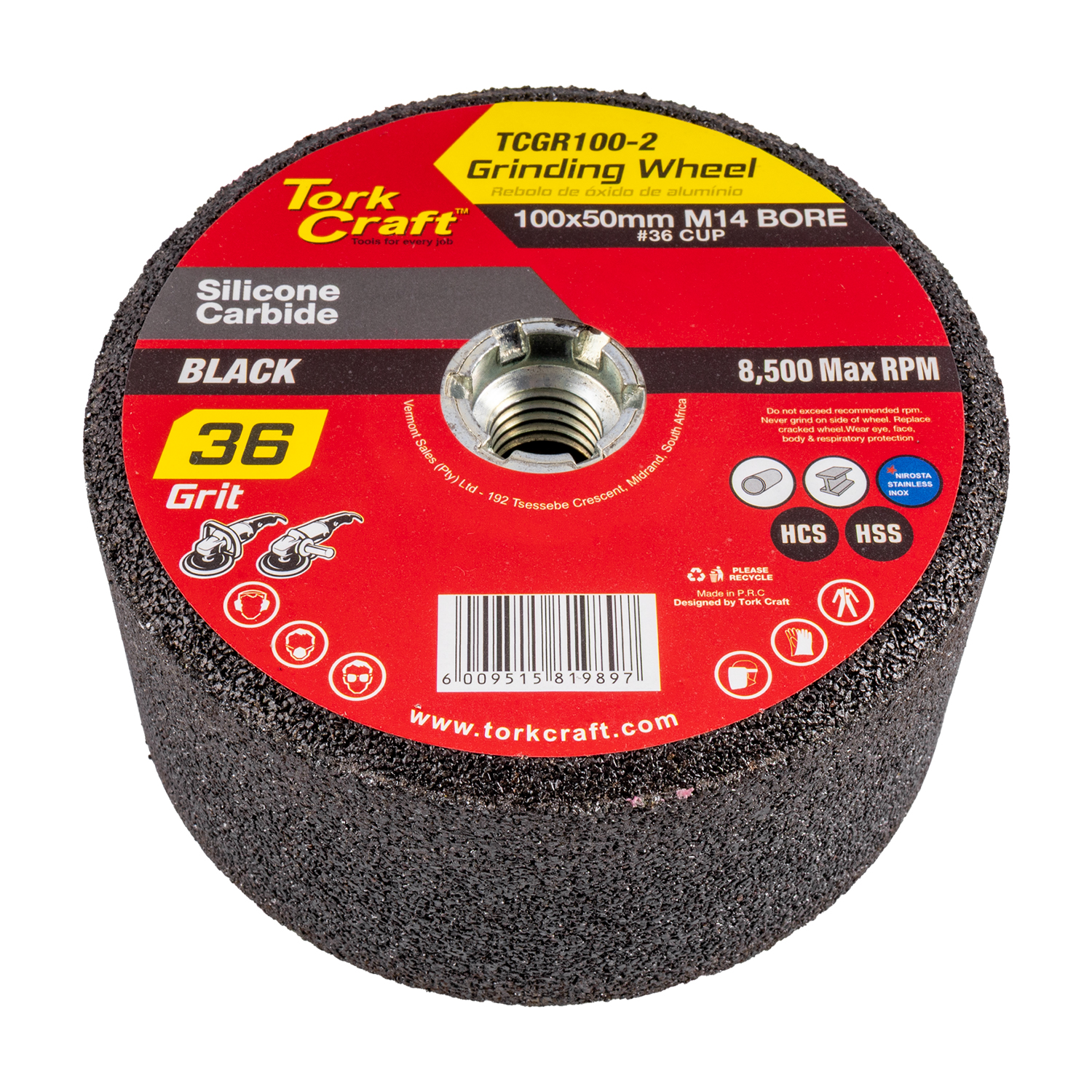 GRINDING WHEEL 100X50MM M14 BORE - #36CUP - ANGLE GRINDER