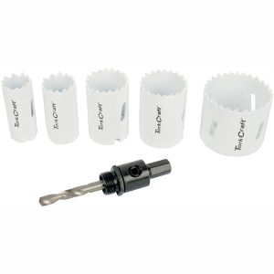 HOLE SAW SET 6PCE BI-METAL (22/25/32/35/51MM & 3/8 HEX MANDREL)