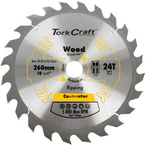 BLADE CONTRACTOR 260 X 24T 30/1/20/16 CIRCULAR SAW TCT