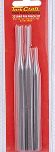 TORK CRAFT LONG PIN PUNCH SET 3PC