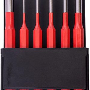 TORK CRAFT PIN PUNCH SET 6PC - 2.5, 3.5, 4. 5, 6, 8, 10MM RED