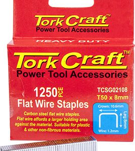 FLAT WIRE STAPLE 16G X 10.6MM X 8MM T50 1250PC C/STEEL FOR TCSG0210