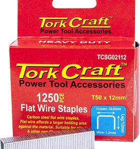 FLAT WIRE STAPLE 16G X 10.6MM X 12MM T50 1250PC C/STEEL FOR TCSG0210