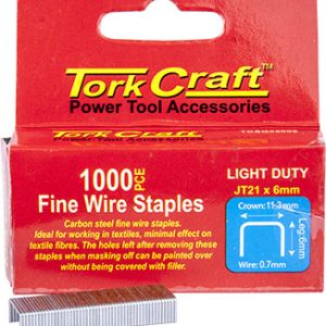 FLAT WIRE STAPLE 21G X 0.7MM X 6MM JT21 1000PC C/STEEL FOR TCSG0500