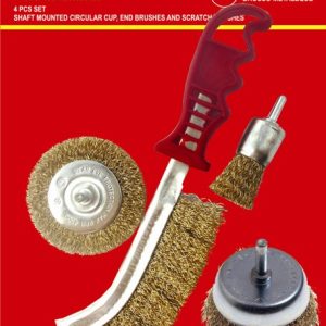 WIRE BRUSH SET 4PCE WITH HAND BRUSH
