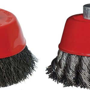 WIRE CUP BRUSH 75MM x M14 CRIMPED & KNOTTED SET 2PCE FOR115 ANGLE GRI