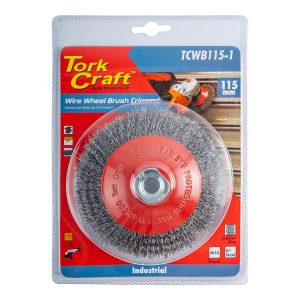 WIRE WHEEL BRUSH CRIMPED BEVEL PLAIN 115MMXM14 BLISTER