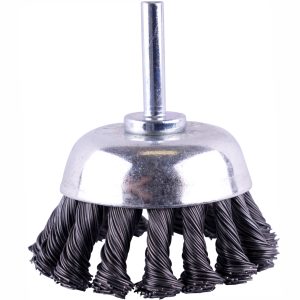 WIRE CUP BRUSH TWISTED PLAIN 65MM X 6MM SHAFT BLISTER
