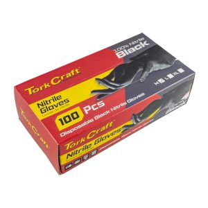 NITRILE GLOVE L/DUTY MEDIUM BLACK 100PC T/BOX