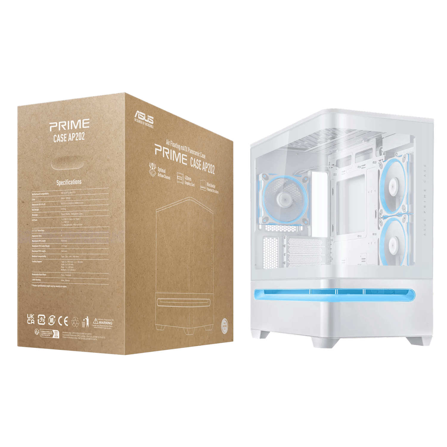ASUS Prime AP202 ARGB mATX White Chassis - Image 7