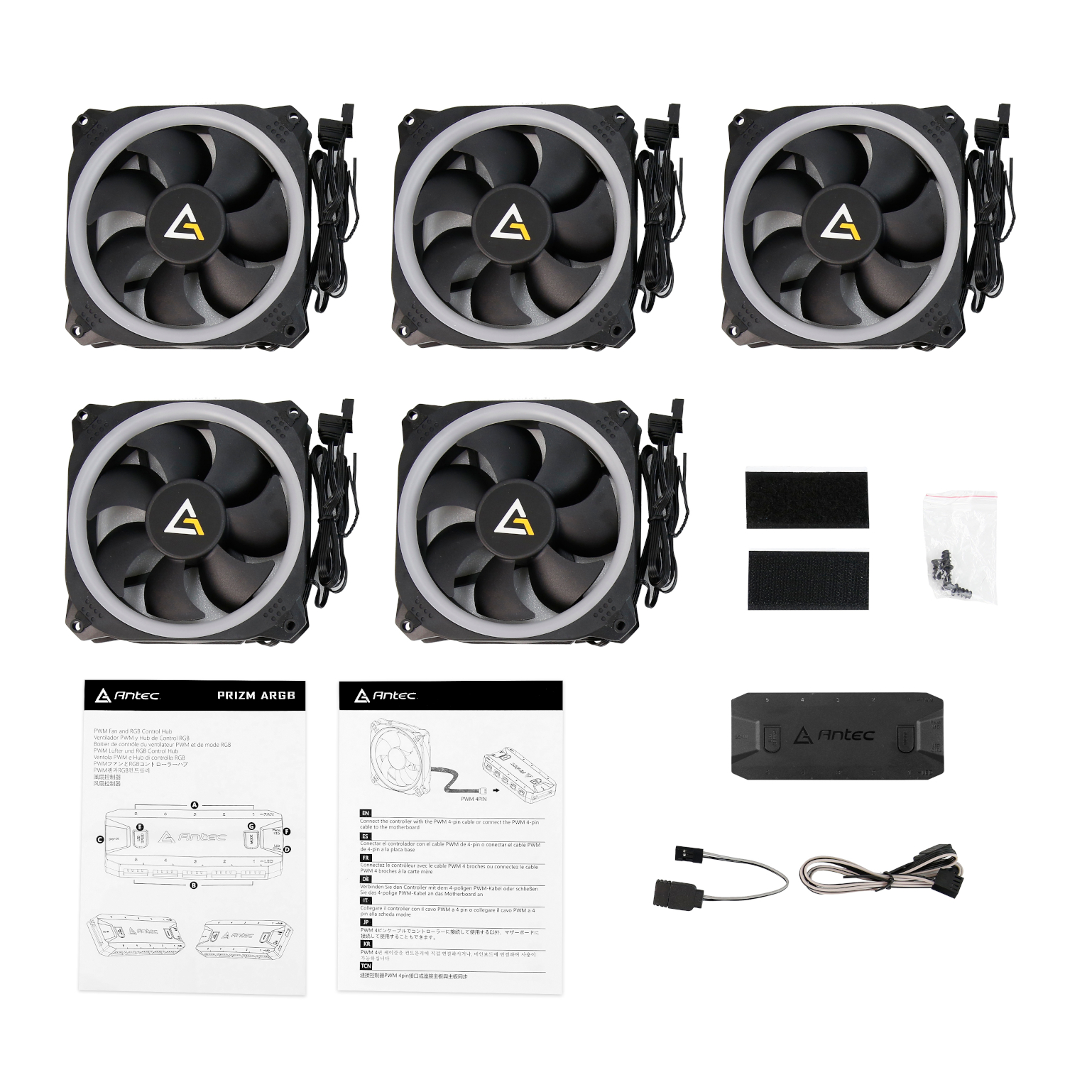 Antec Prizm 120 ARGB Case Fan 5 Pack + Controller - Black - Image 7