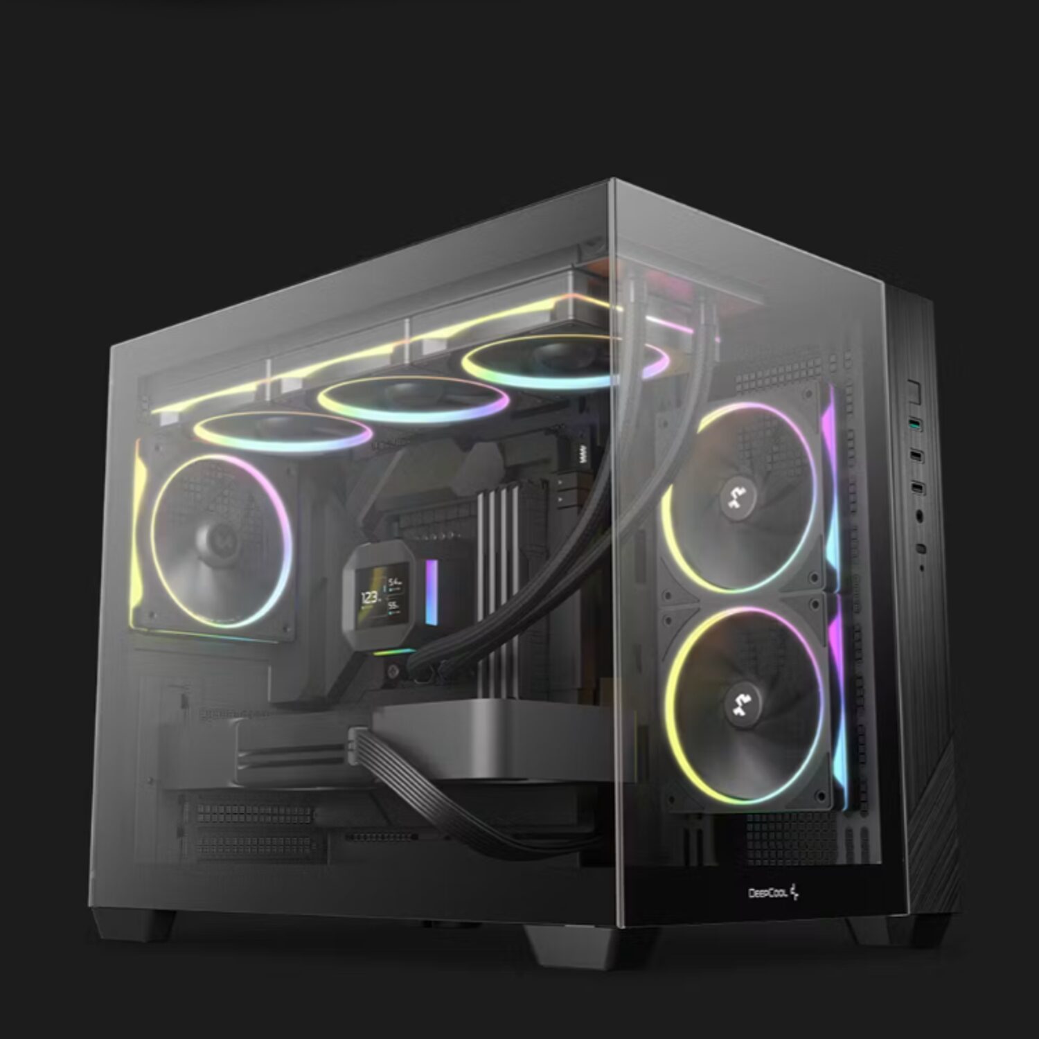 Deepcool CG330 3F Panoramic Dual-Chamber Micro-ATX Gaming Chassis - Black - Image 4