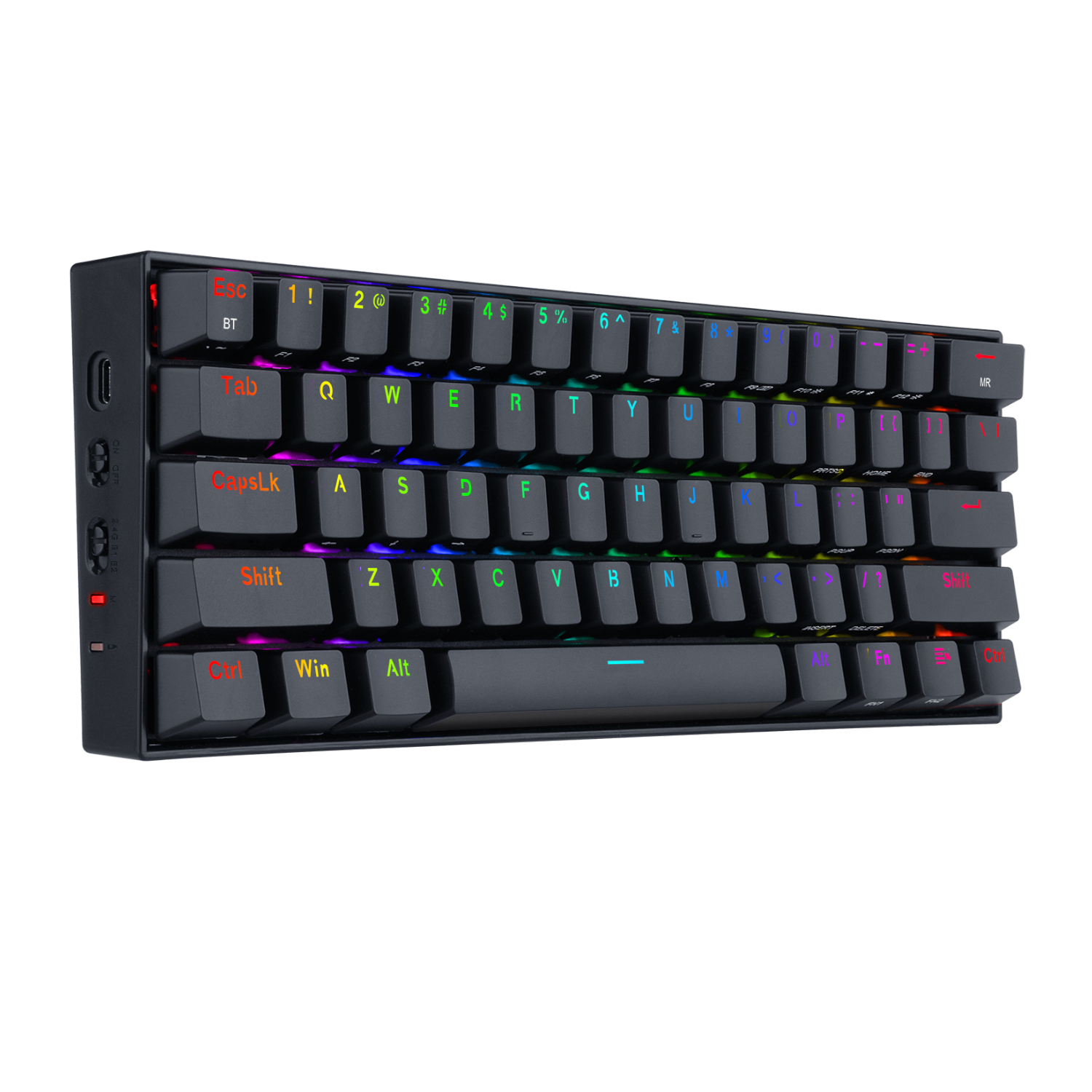 REDRAGON DRACONIC PRO Mechanical 61 Key|Bluetooth 5.0|RGB 9 Colour Modes|Rechargable Battery|Type-C Charging Cable Gaming Keyboard - Black - Image 4