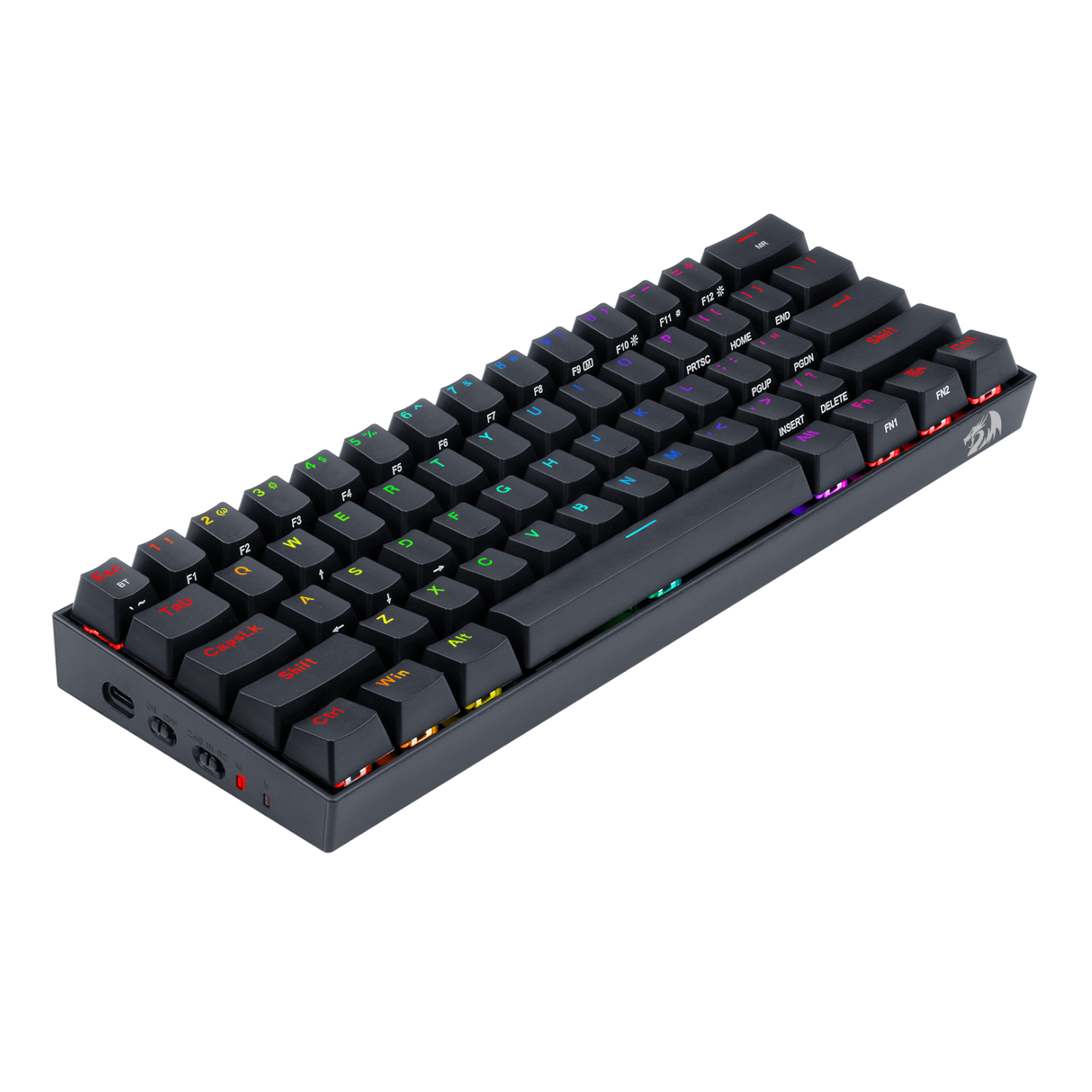 REDRAGON DRACONIC PRO Mechanical 61 Key|Bluetooth 5.0|RGB 9 Colour Modes|Rechargable Battery|Type-C Charging Cable Gaming Keyboard - Black - Image 5