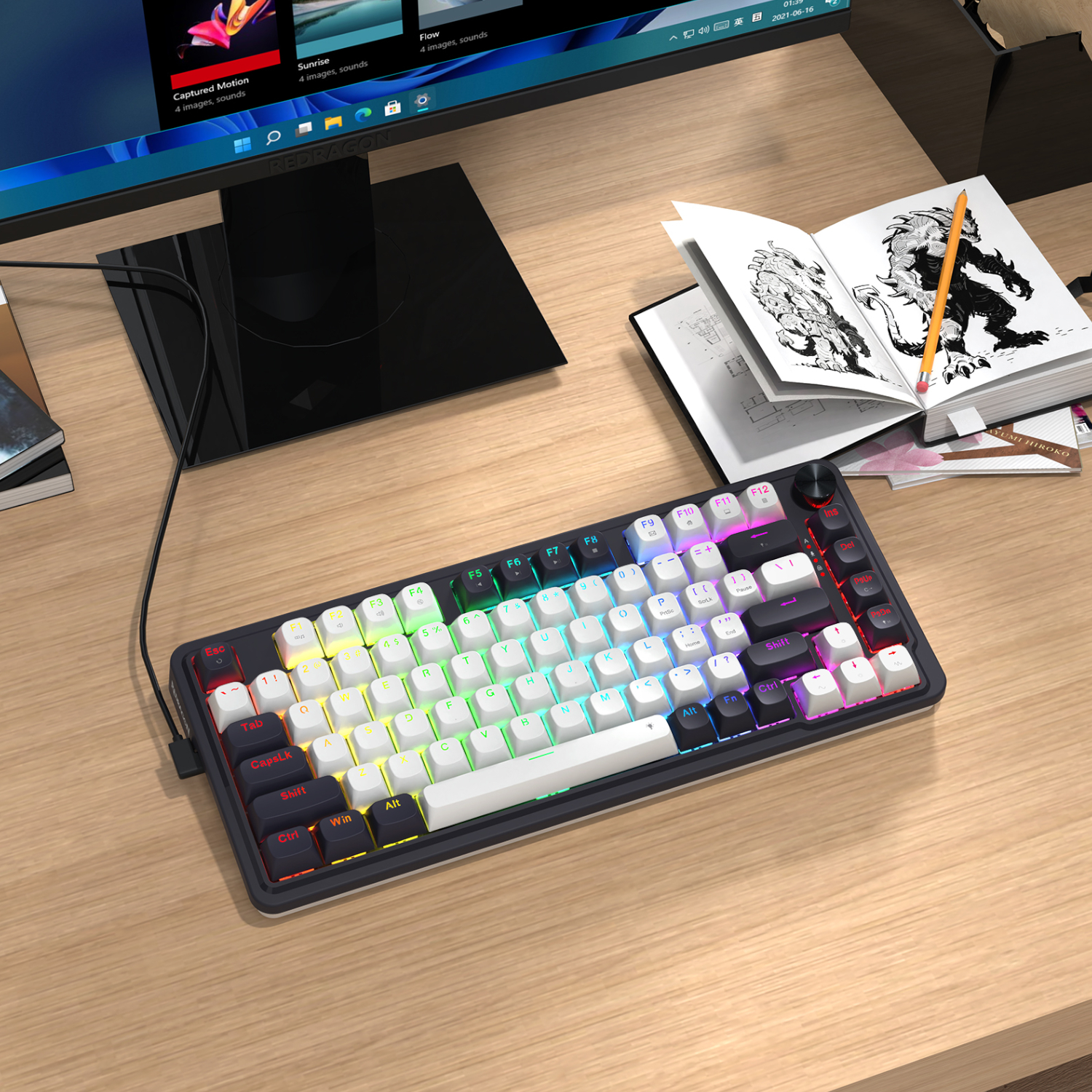Redragon K673 UCAL 75% Magnetic Ultramag Switch Wired Keyboard - Black - Image 6
